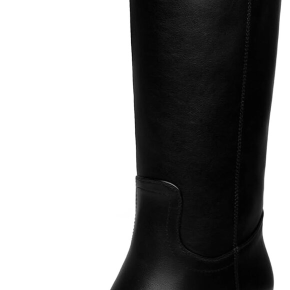 Women's Knee High Platform Boots Polyurethane Rubber Sole Wide Calf Square Toe - Picture 1 of 6